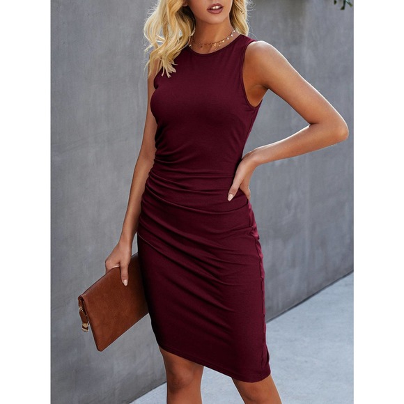 Tank Sleeve Ruched Bodycon Dress black - Picture 5 of 11